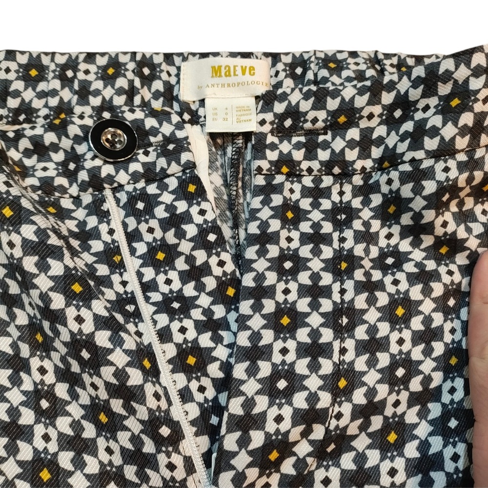 Maeve Anthropologie Callan Wide Leg Pants Geometric Print Viscose Breezy Flowy 0 - Picture 7 of 9